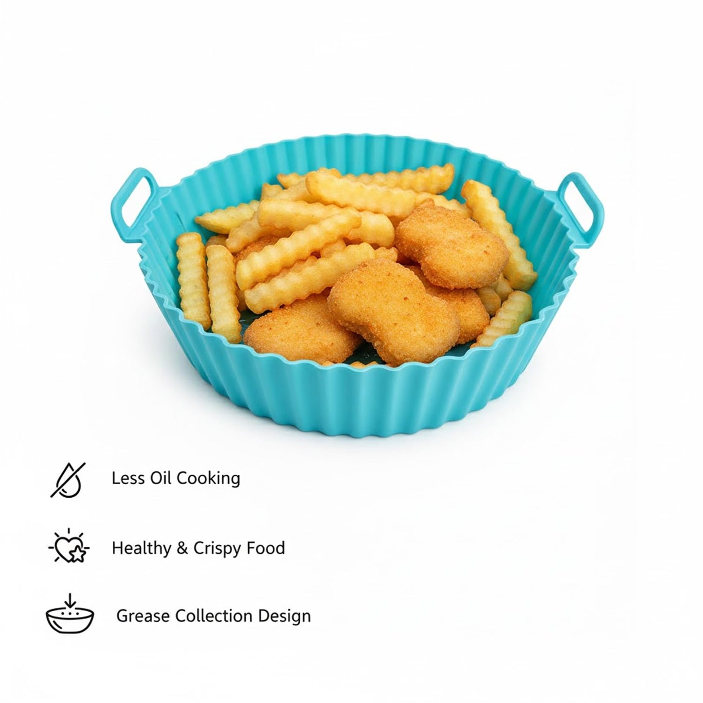 Signamio Air Fryer Silicone Tray 2 Pcs Set - Reusable Silicone Tray, Non-Stick, Heat Resistant, Easy to Clean