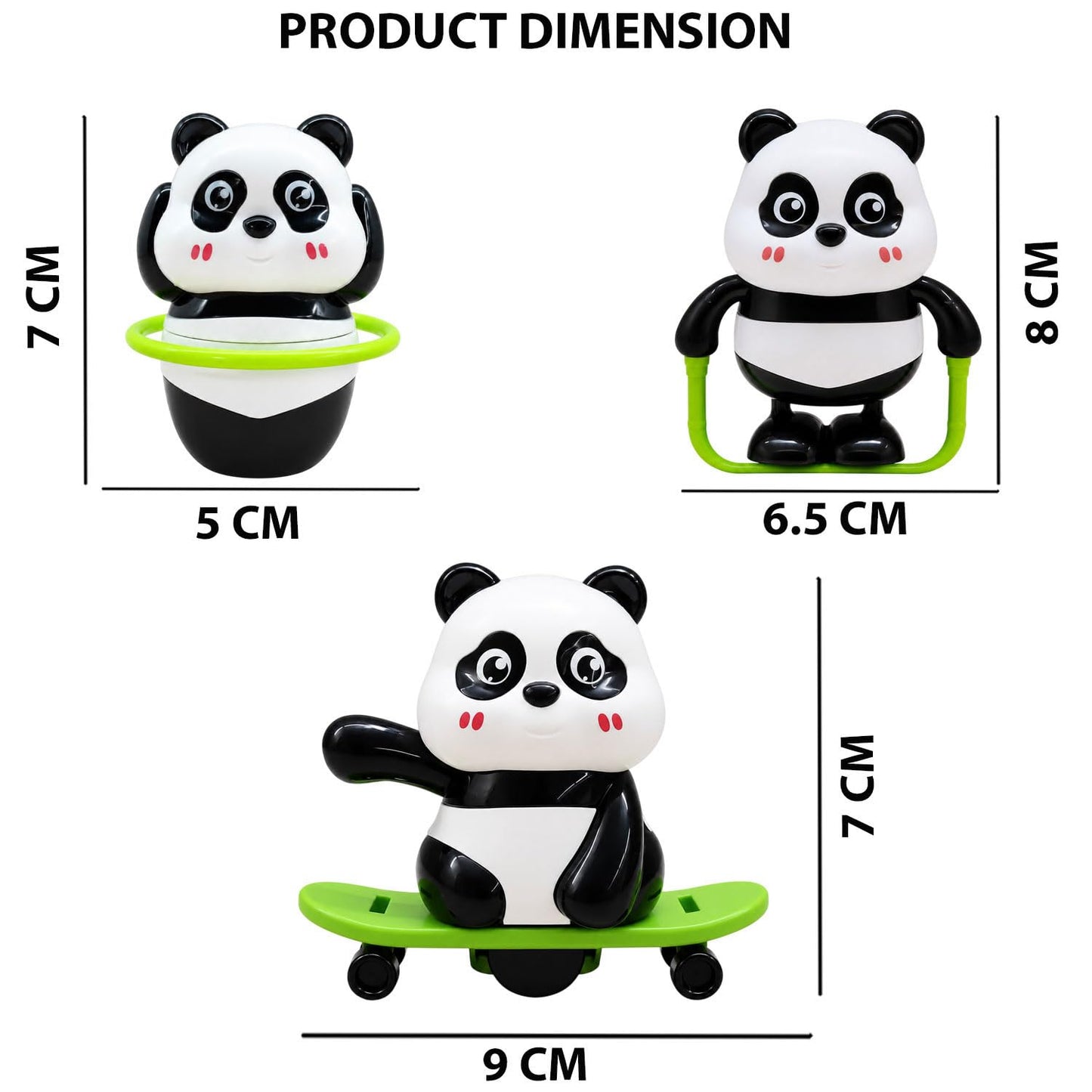 SIGNAMIO Cute Panda Action Set Baby Toys, 3 Piece Set