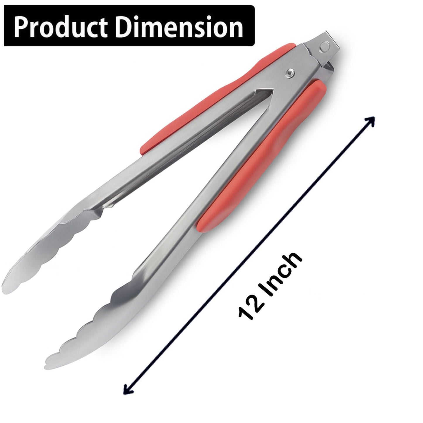 Signamio SS Food Grade Tongs for Kitchen for Frying - Premium Stainless Steel Tongs, Ideal Tong for Cooking, Grilling, and Serving, Heat Resistant and Non-Stick Kitchen Tool