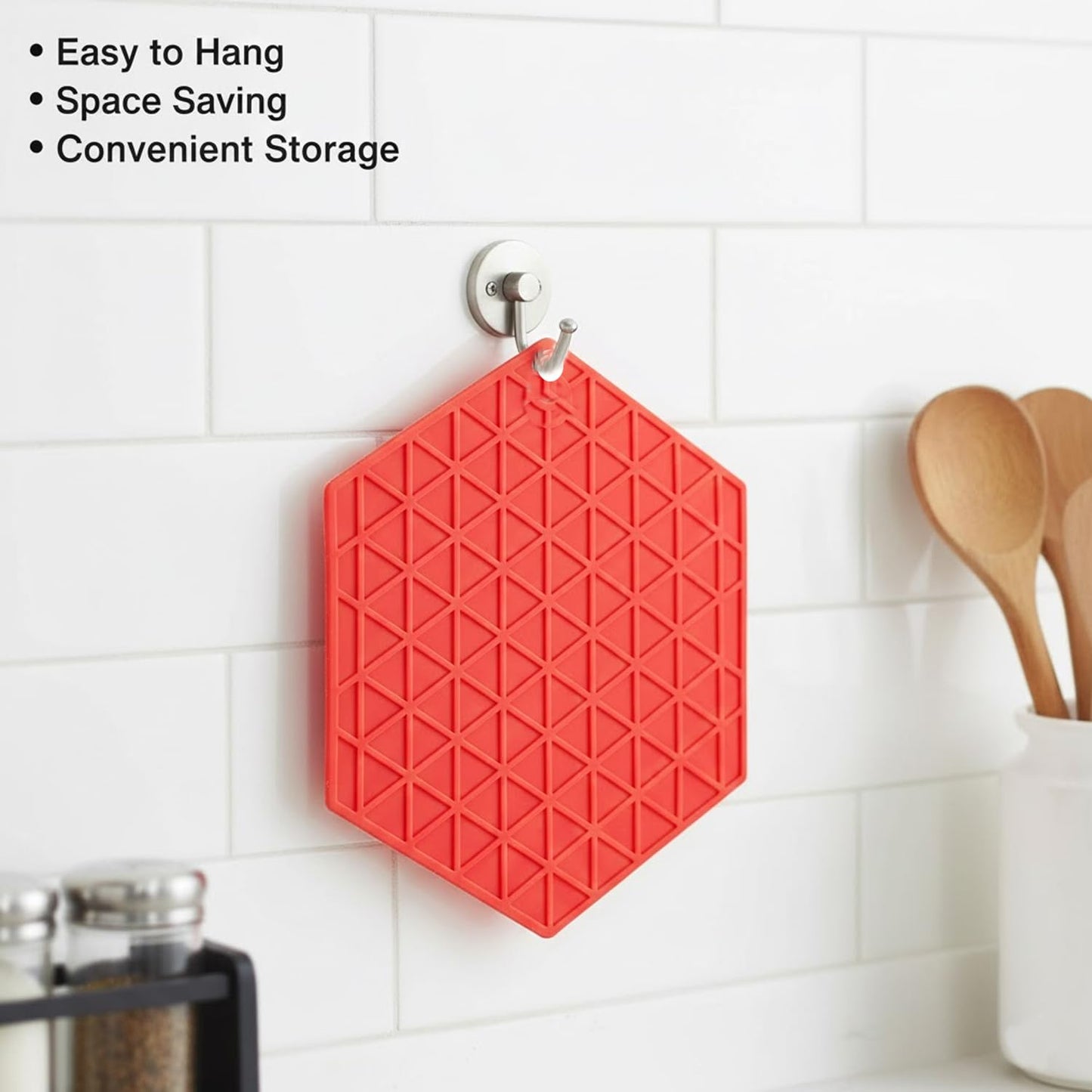 Signamio Silicone Mat for Kitchen - Pack of 4 Hexagon Heat Mats - Coasters for Dining Table for Hot Pots - Trivet Mat Set for Kitchen & Dining - Heat Resistant Silicone Mats
