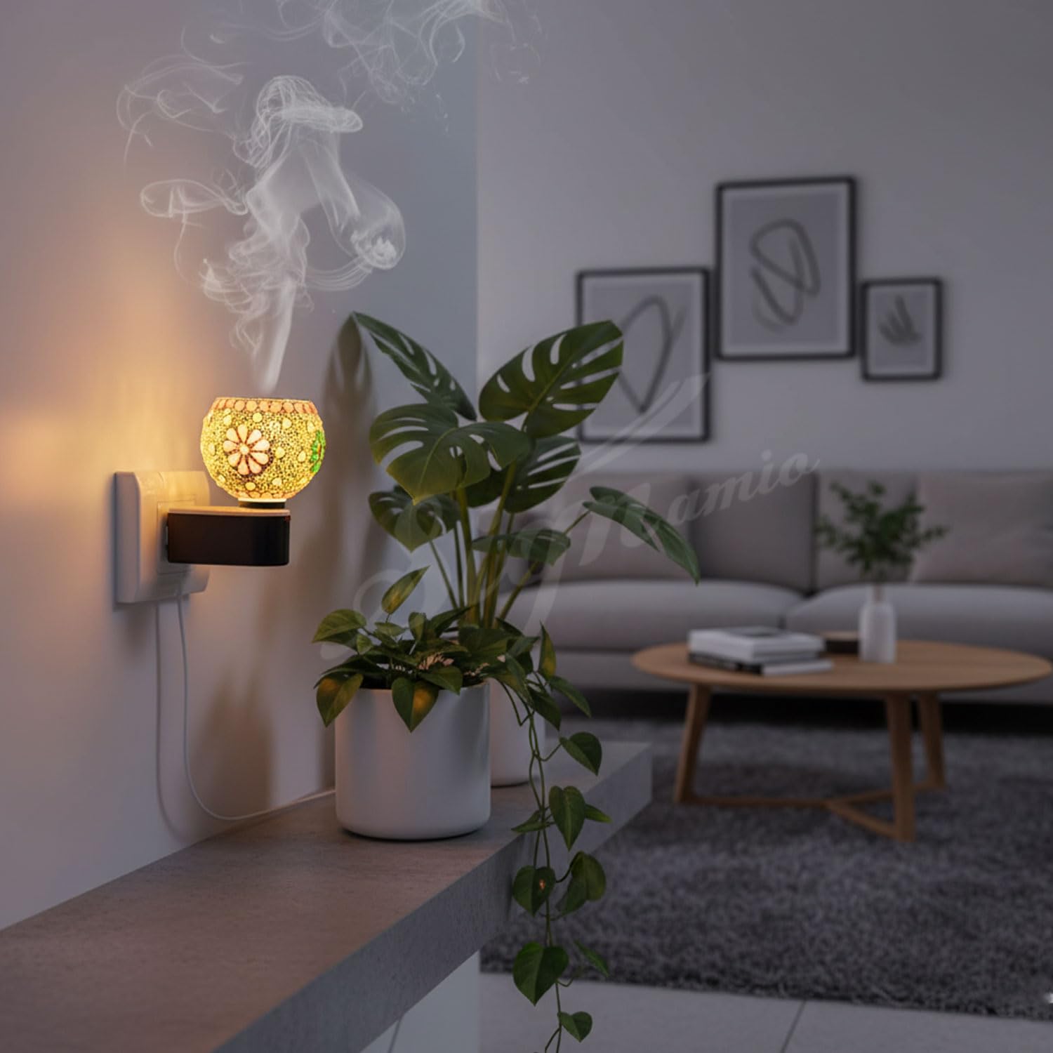 SIGNAMIO Multi Color 2 in 1 Electric Kapoor Dani Burner: Essential Home Fragrance Product & Room Freshener Diffuser with Night Lamp for Pooja Rooms, Aroma, Oil & Camphor Diffuser Capabilities-DN-16