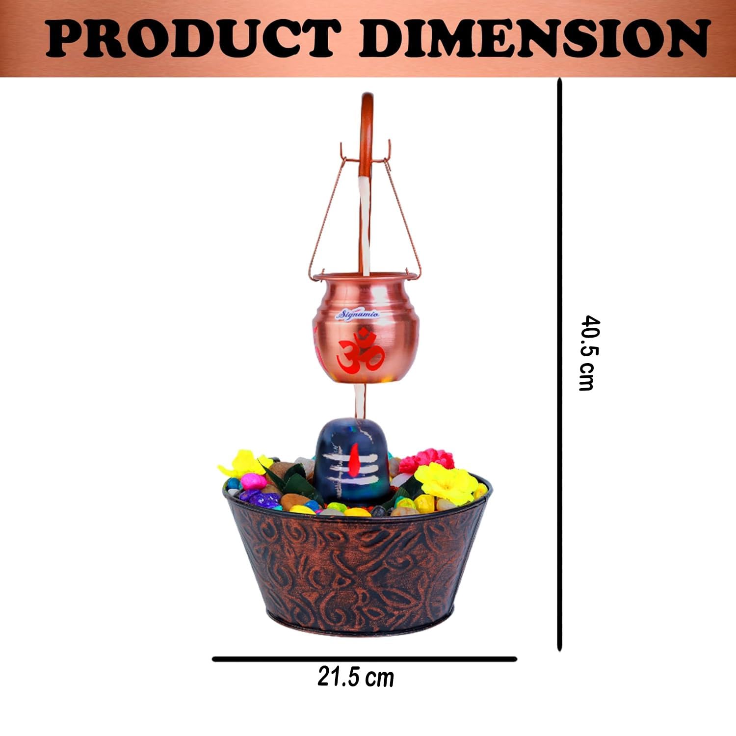 SIGNAMIO Iron Essence Of Shiva Waterfall Fountain, Aromatic Fountain, Lord Shiva Idol Shivling Incense Holder, Home Decor, Temple, Office - 17X9 Inch