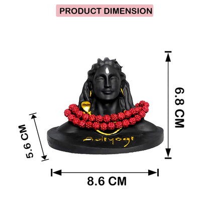 SIGNAMIO® Lord god Mahadev Bholenath Shivji Adiyogi Shiva Statue Idol Murti for Car Dashboard with Rudraksh Mala Idle,Home Decor - Handcrafted Resin Figurine | Spiritual Gift for Meditation 3 inch