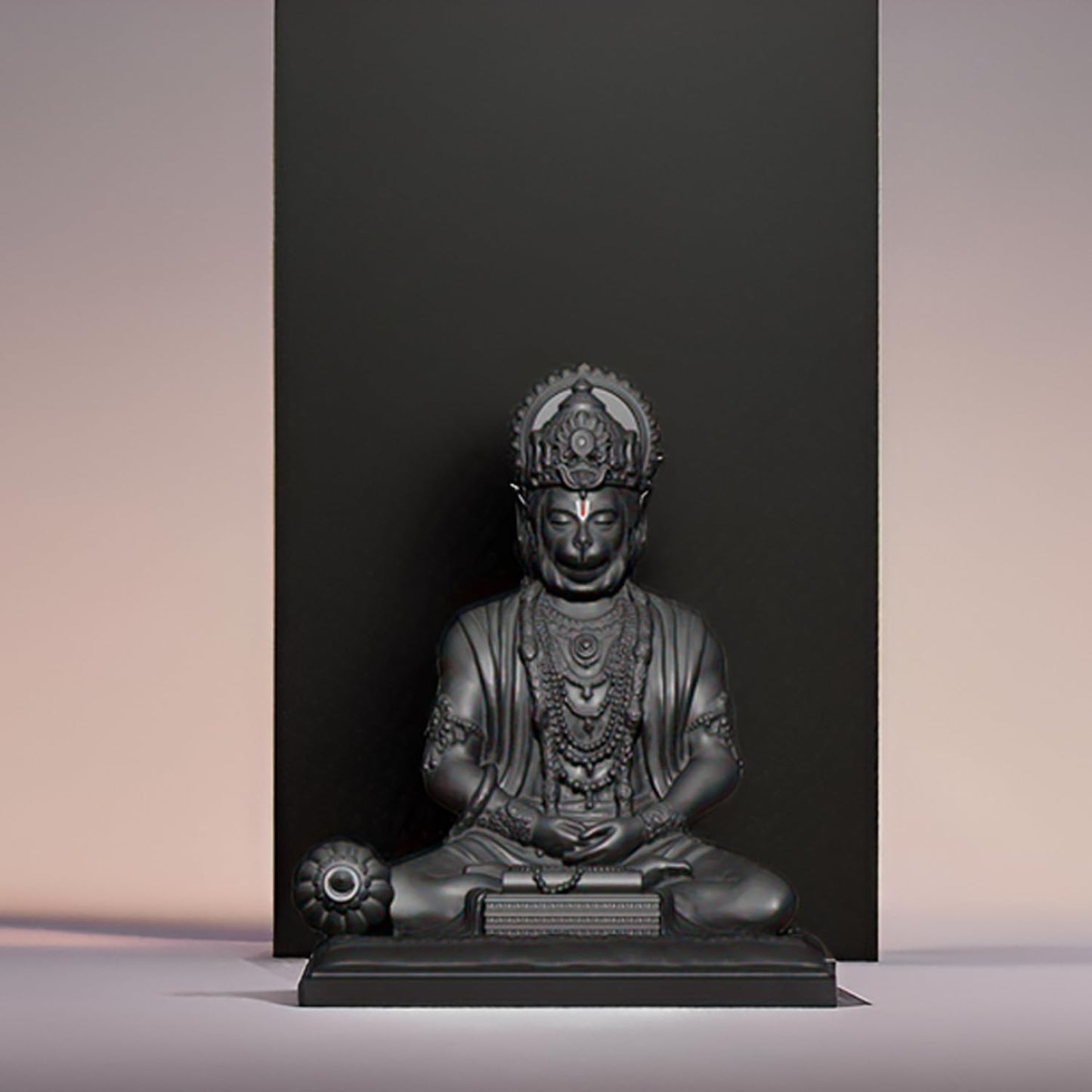 SIGNAMIO Resin Black Hanuman Ji Idol Statue for Car Dashboard - Divine Bajrangbali Murti, Perfect Hindu God Gift Item and Home Puja Decoration Ideal Hanuman Murti, 8.3 x 7.5 Cm