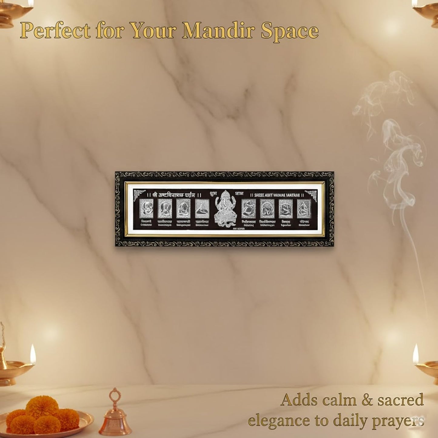 SIGNAMIO 999 Pure Silver Ashtavinayak Ganesha Photo Frame - Elegant Gift for Pooja Room, Premium Silver God Photo Frames
