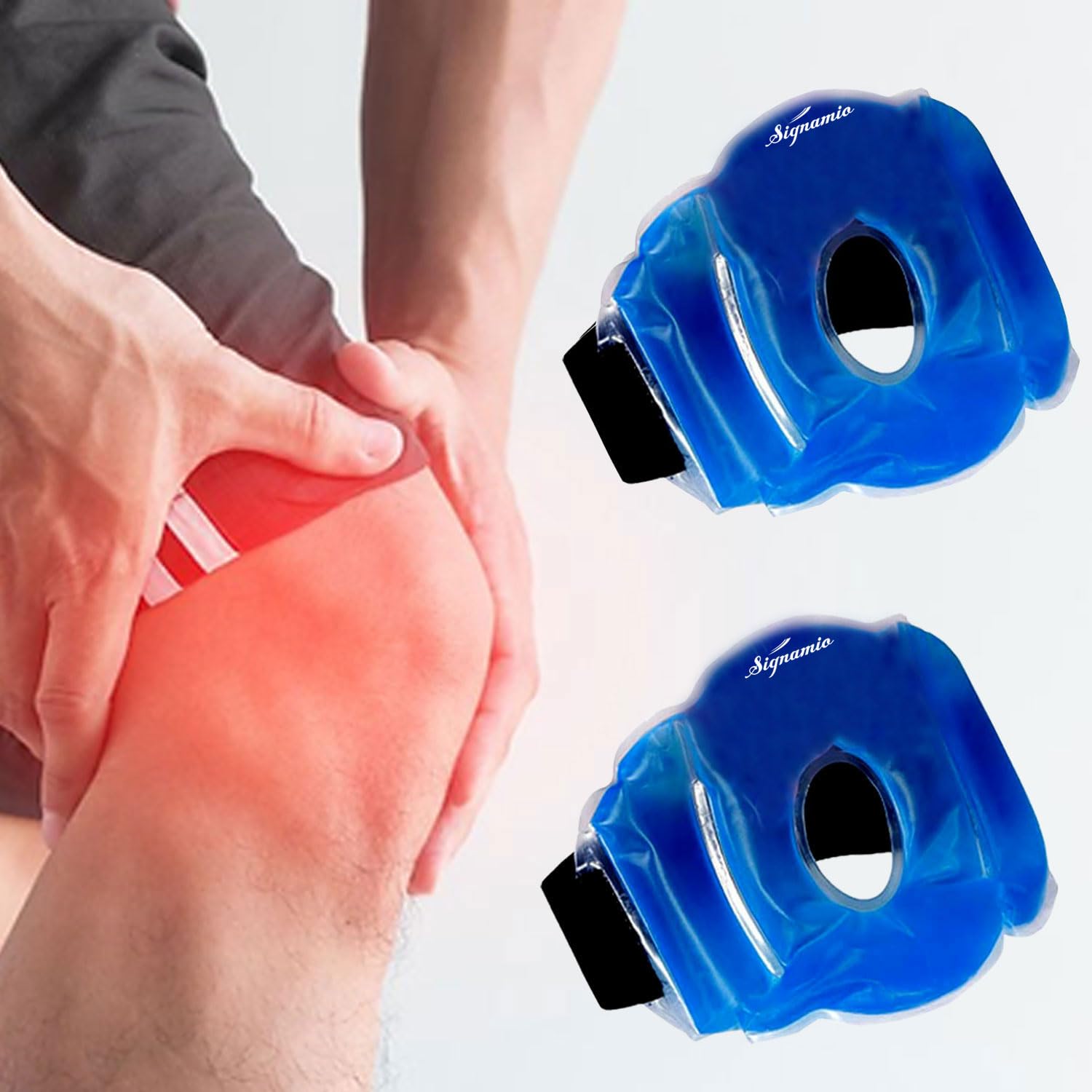 SIGNAMIO® Knee Pain Relief Ice Pack Wrap with Strap - Cold Gel Pad for Knee and Foot Cooling, Pain Relief Pad - 1 Pcs