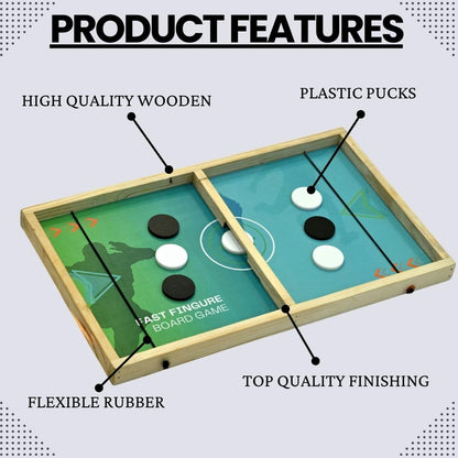Signamio 3in1 Fastest Finger First String Sling Puck Air Ice Hockey, Ludo, Snake Wooden Board Games Set for Kids 10 Years - DN-1