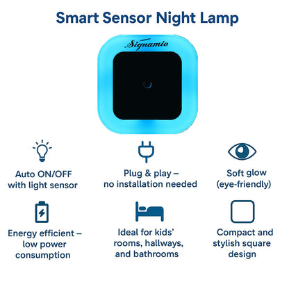 Signamio 1 Pcs Sensor Light for Home Indoor - Smart Motion Sensor LED Light, Automatic On/Off Night Lamp, Energy-Saving 0.5W for Bedroom, Bedside, Home Use-Blue
