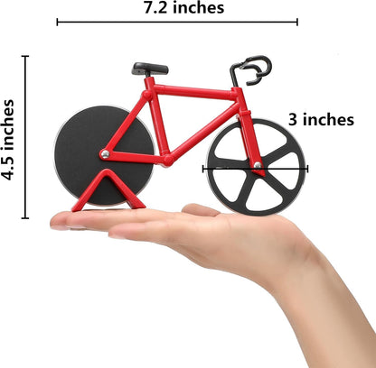 SIGNAMIO® Bicycle Pizza Cutter and Sandwich Slicer - Red, Ergonomic Non-Slip Handle, Stainless Steel Pizza Wheel for Kitchen, Ideal Roti, Paratha, Chapati, Brownie & Slice Cutter