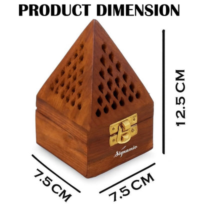 SIGNAMIO® Wooden Sambrani Dhoop Stand Incense Holder: Perfect Pooja Room Stand Decoration Item, Dhup Dani & Doopam Holder, Essential Puja Item for Home Mandir and Pooja Thali Set Rituals-DN-1