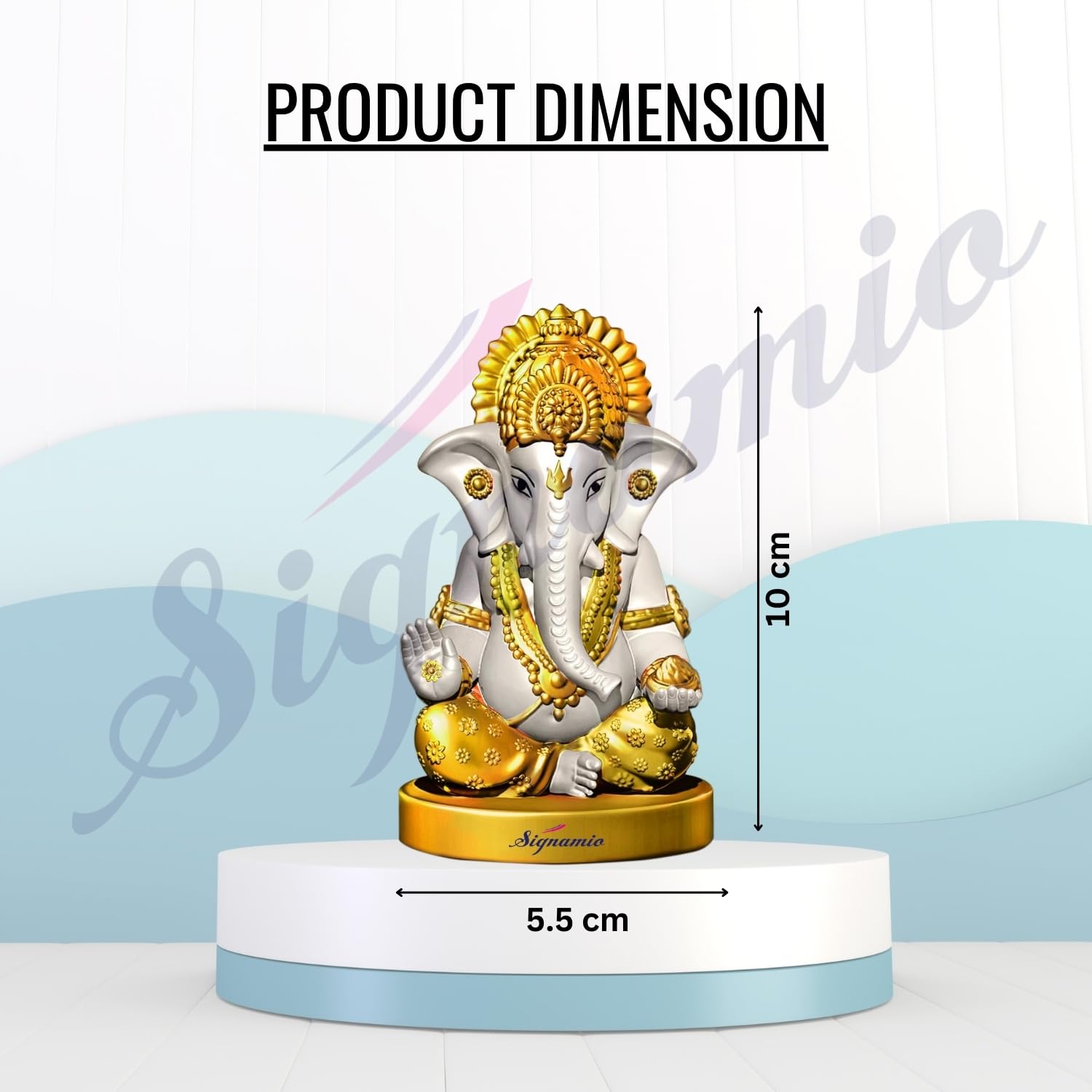 Signamio Handcrafted White Ganesha Idol for Car Dashboard Item: Ganesh Ji, Ganpati Bappa Murti for Home Decor - Exquisite Car God Idols for a Divine Touch in Your Vehicle and Home
