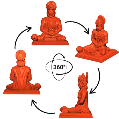 SIGNAMIO Resin Orange Hanuman Ji Idol Statue for Car Dashboard - Divine Bajrangbali Murti, Perfect Hindu God Gift Item and Home Puja Decoration Ideal Hanuman Murti, 8.3 x 7.5 Cm