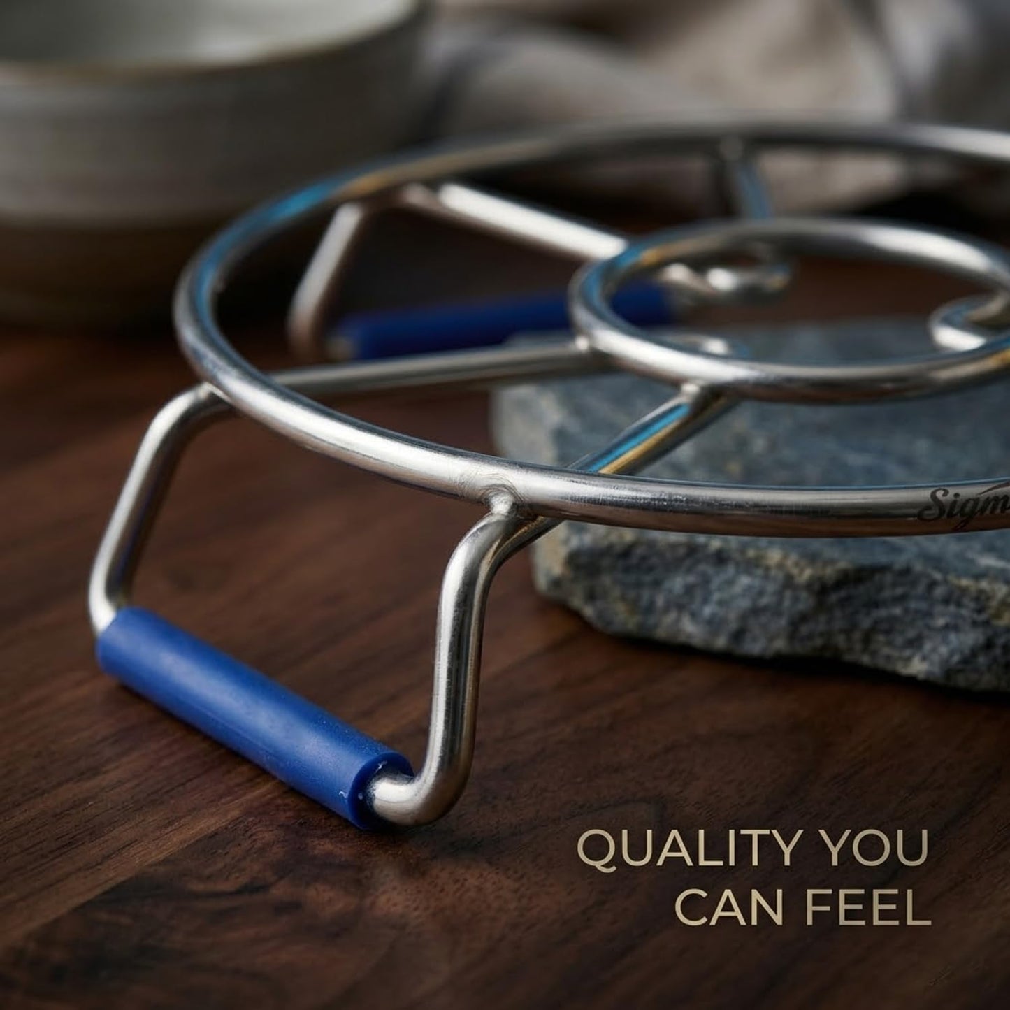 Signamio Steel Hot Pot Stand Set of 3 | Stainless Steel Trivet for Hot Dishes | Hot Utensil Stand for Kitchen & Dining Table | Cooker Stand for Hot Vessels | Heat Resistant Pot Holder