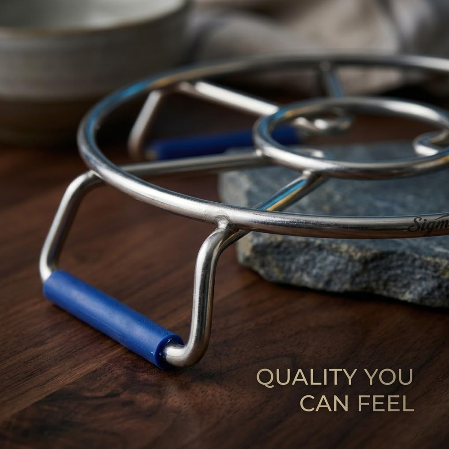 Signamio Steel Hot Pot Stand Set of 3 | Stainless Steel Trivet for Hot Dishes | Hot Utensil Stand for Kitchen & Dining Table | Cooker Stand for Hot Vessels | Heat Resistant Pot Holder
