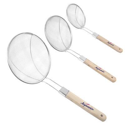 Signamio Diameter 14 cm Stainless Steel Deep Fry Net Spoon Oil Strainer for Kitchen - Frying Spoon for Puri & Poori Strainer Kitchen Utensil for Frying, Cooking & Straining Tool Steel Handle