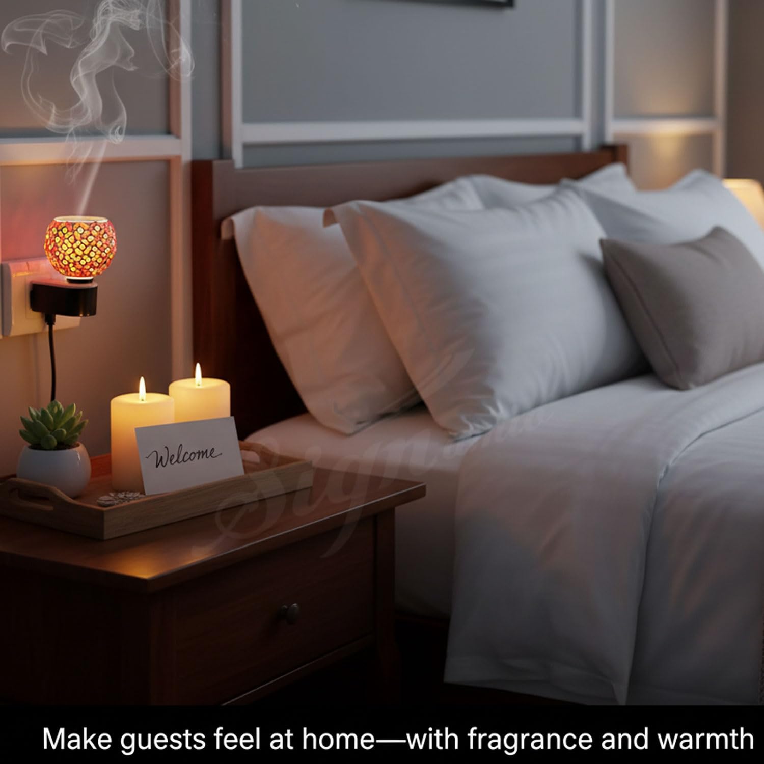 SIGNAMIO Multi Color 2 in 1 Kapoor Dani Electric Camphor Diffuser Burner & Aroma Diffuser Home Fragrance with Night Lamp, Perfect for Pooja Rooms & Daily Room Freshener Needs - DN-12