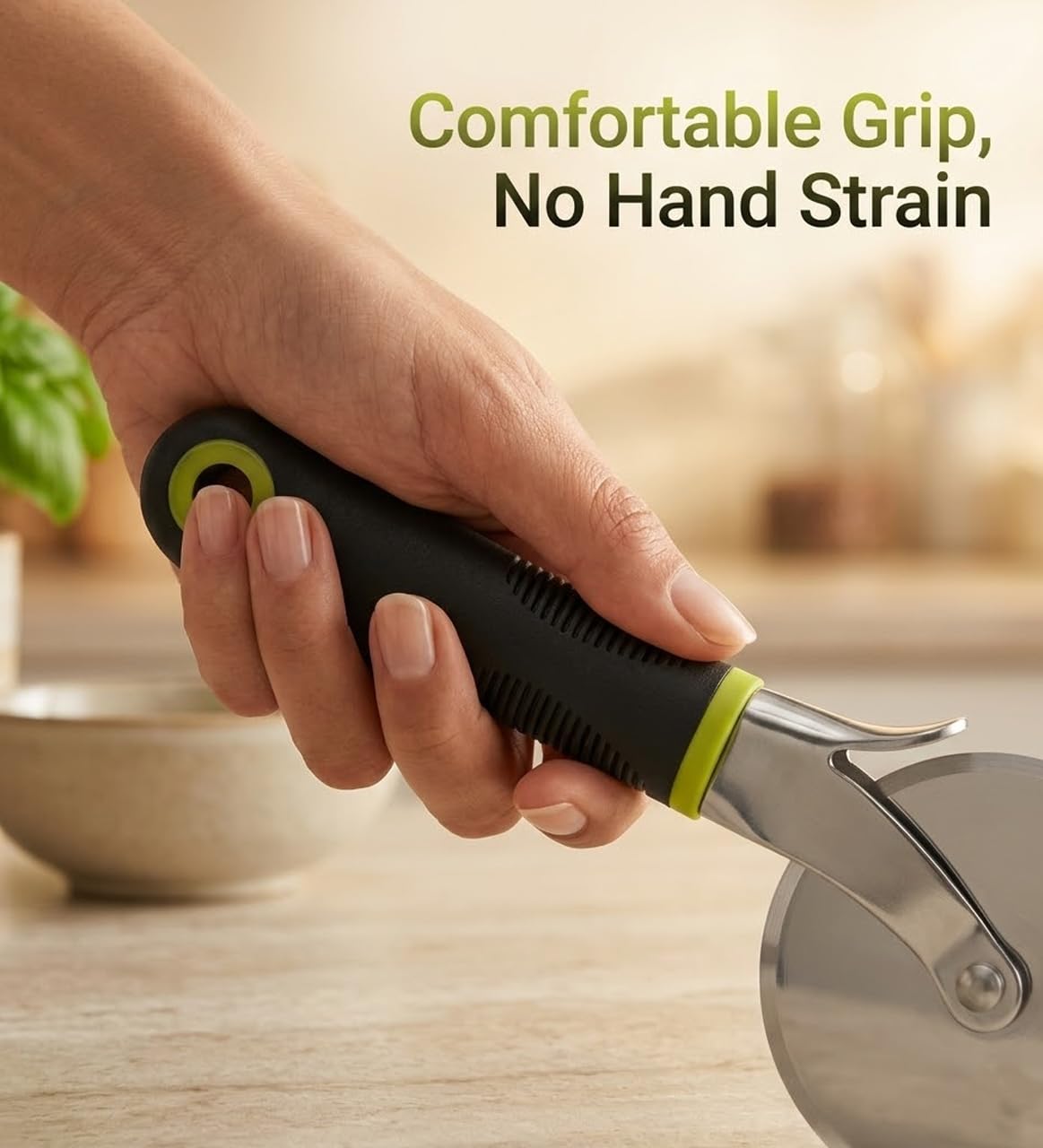 SIGNAMIO Pizza Cutter for Kitchen Durable Stainless Steel Wheel Brownie Cutter Tool with Sharp Blade and Comfortable Non Slip Handle for Effortless Slicing at Home
