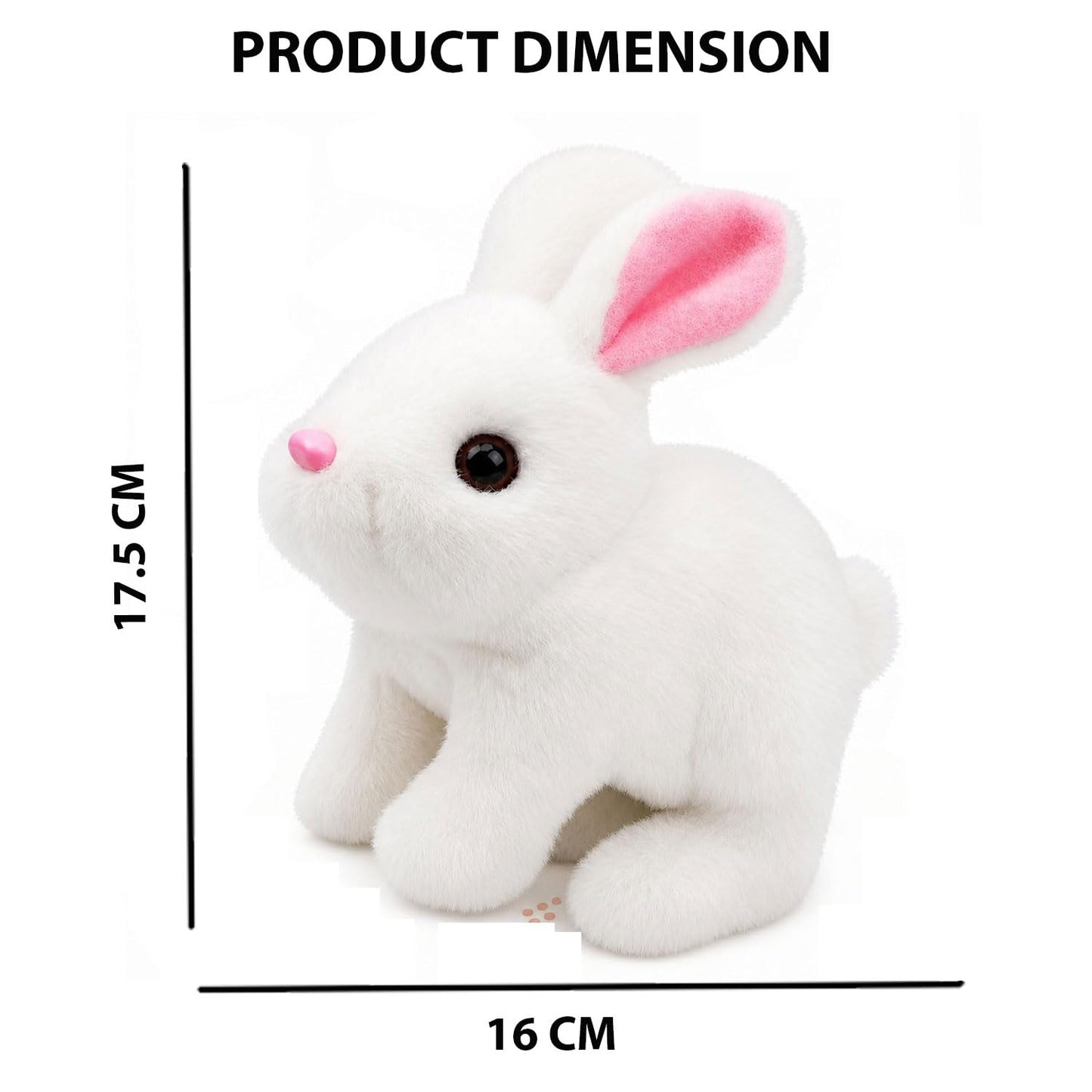 SIGNAMIO Jumping Rabbit Wiggling Ear, Walking Bunny Toy with Sounds, Twitching Mouth and Nose, Bunny Rabbit Toy for Baby Kids - White - 1 Pcs