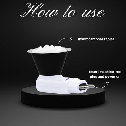 Signamio Camphor Diffuser Burner - 1pcs Kapoor Dani Electrical Camphor Oil Diffuser, Efficient and Safe for Aromatherapy, Ideal for Home and Office Use-White