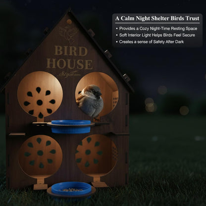 Signamio Upgraded Wooden Bird House with 4 Bird Space Option and Water Feeder - Large Bird Nest for Outdoor Use, Durable Birds Nest Home, Ideal for Birdwatching Enthusiasts