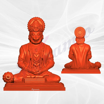 SIGNAMIO Resin Orange Hanuman Ji Idol Statue for Car Dashboard - Divine Bajrangbali Murti, Perfect Hindu God Gift Item and Home Puja Decoration Ideal Hanuman Murti, 8.3 x 7.5 Cm