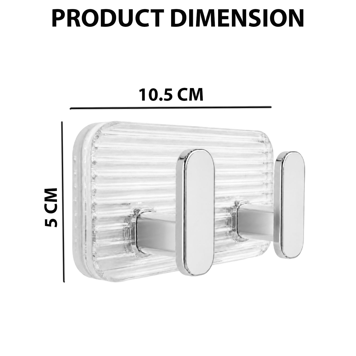 SIGNAMIO 8 Hook Self Adhesive Wall Hooks for Wall Heavy Items, Adhesive Wall Hook, Wall Hooks for Hanging Clothes, Kitchen & Bathroom Accessories, Stick On Hooks for Wall Without Drill -Silver