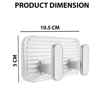 SIGNAMIO 8 Hook Self Adhesive Wall Hooks for Wall Heavy Items, Adhesive Wall Hook, Wall Hooks for Hanging Clothes, Kitchen & Bathroom Accessories, Stick On Hooks for Wall Without Drill -Silver