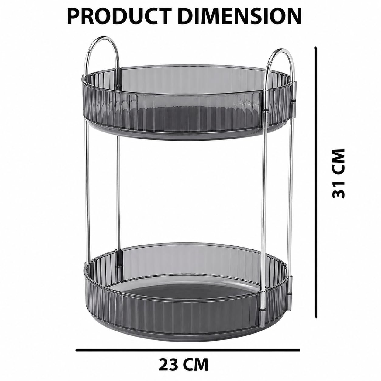 Signamio Silver 2 Tier 360 Rotating Tray Organiser (Black)