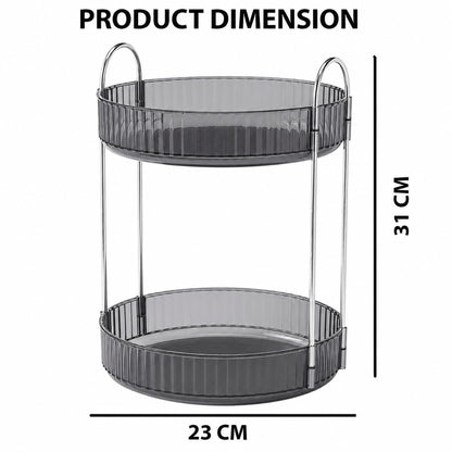 Signamio Silver 2 Tier 360 Rotating Tray Organiser (Black)