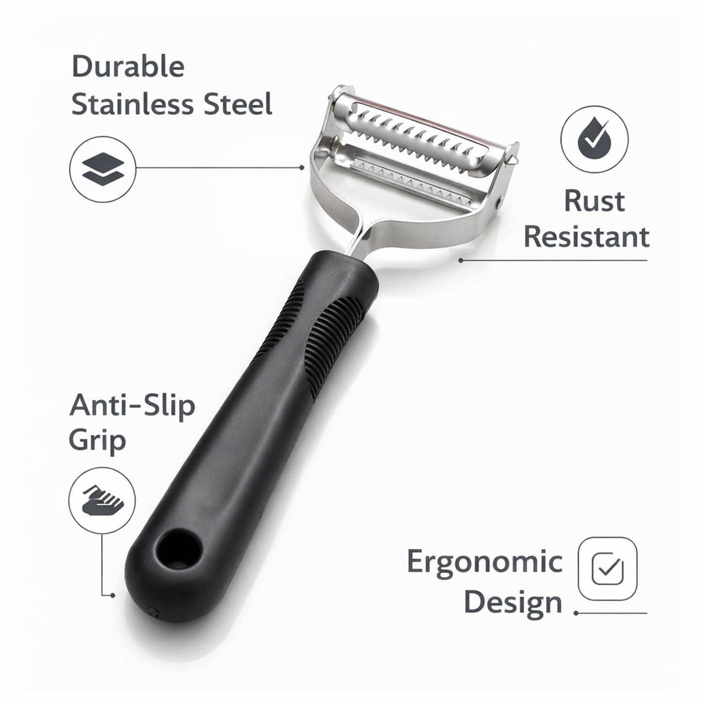 Signamio 2 in 1 Julian Peeler for Salad, Dual Blade Salad Peeler Kitchen Tool, Handheld Julienne Peeler for Salad for Quick Veggie Ribbons, Safe Grip Handle for Home Cooking Prep