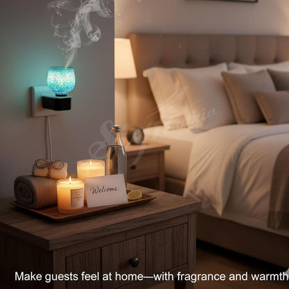 SIGNAMIO Ceramic Multi Color 2 in 1 Electric Kapoor Dani Burner: Essential Home Fragrance Product&Room Freshener Diffuser with Night Lamp for Pooja Rooms,Aroma,Oil&Camphor Diffuser Capabilities-DN-Sky