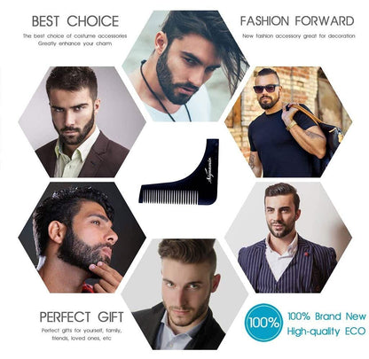 SIGNAMIO Set of 3 Multi Purpose Beard Shaper tool for Men | Beard Shaping Stencil Comb for men styling shave for neck line guide - Grooming kit - Black