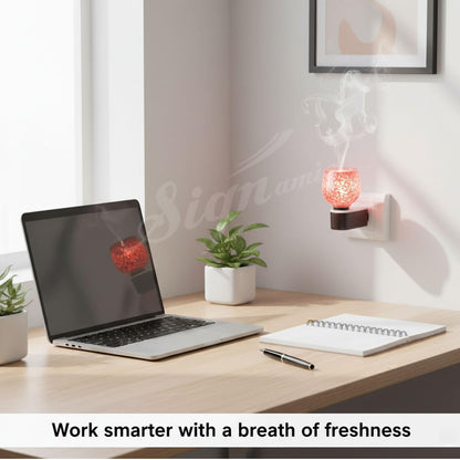 SIGNAMIO Multi Color 2 in 1 Electric Kapoor Dani Burner: Essential Home Fragrance Product & Room Freshener Diffuser with Night Lamp for Pooja Rooms, Aroma, Oil & Camphor Diffuser Capabilities-DN-Red