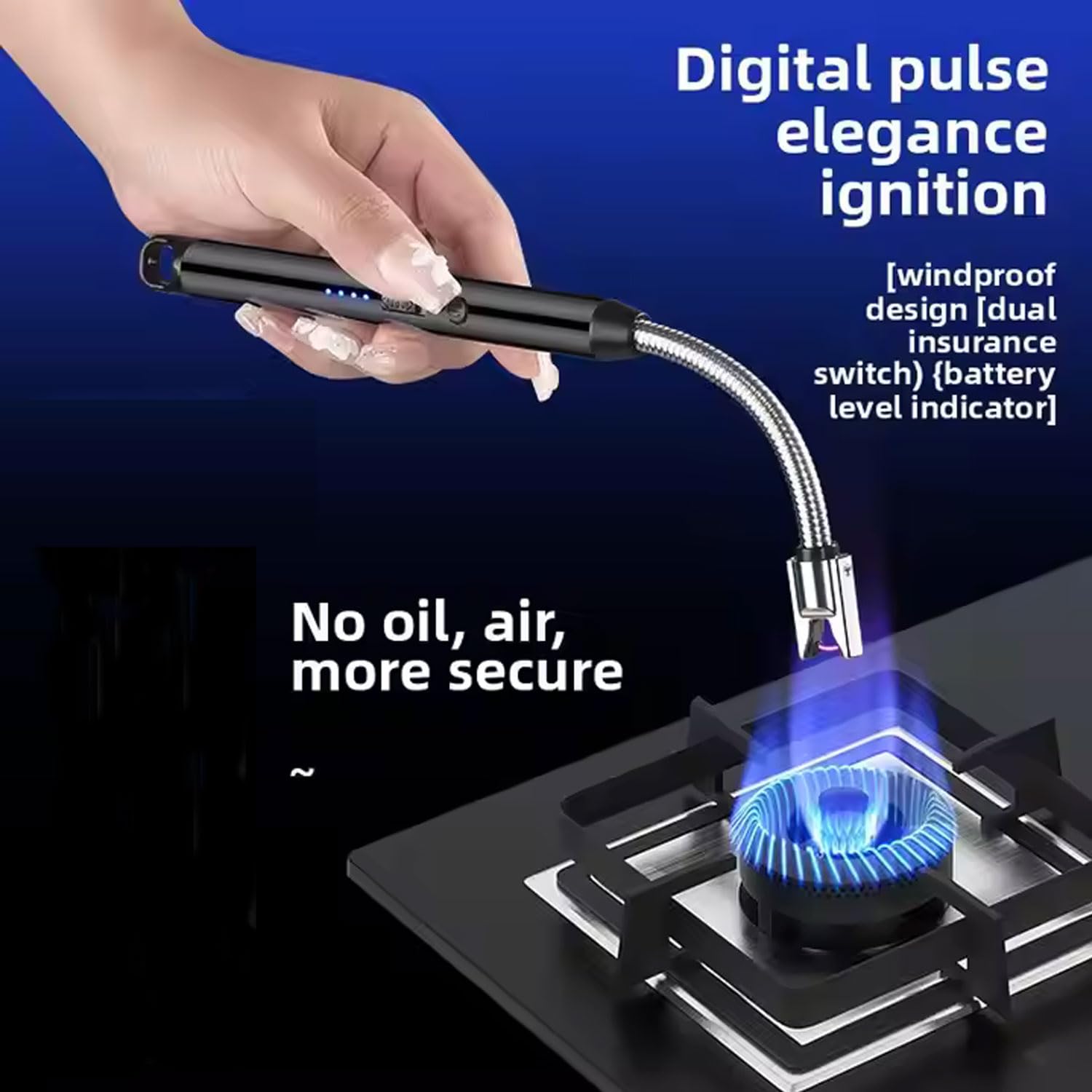 Signamio Lighter for Gas Stove - Electric Lighter Rechargeable with USB, 360 Flexible Neck