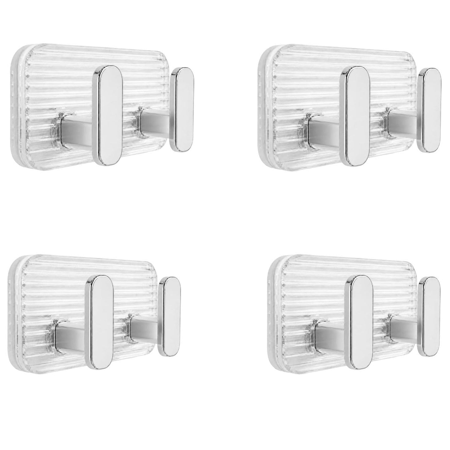 SIGNAMIO 8 Hook Self Adhesive Wall Hooks for Wall Heavy Items, Adhesive Wall Hook, Wall Hooks for Hanging Clothes, Kitchen & Bathroom Accessories, Stick On Hooks for Wall Without Drill -Silver