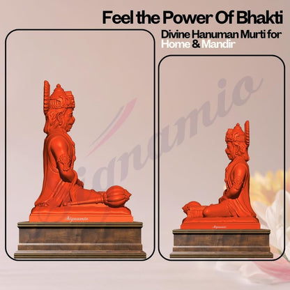 SIGNAMIO Resin Orange Hanuman Ji Idol Statue for Car Dashboard - Divine Bajrangbali Murti, Perfect Hindu God Gift Item and Home Puja Decoration Ideal Hanuman Murti, 8.3 x 7.5 Cm