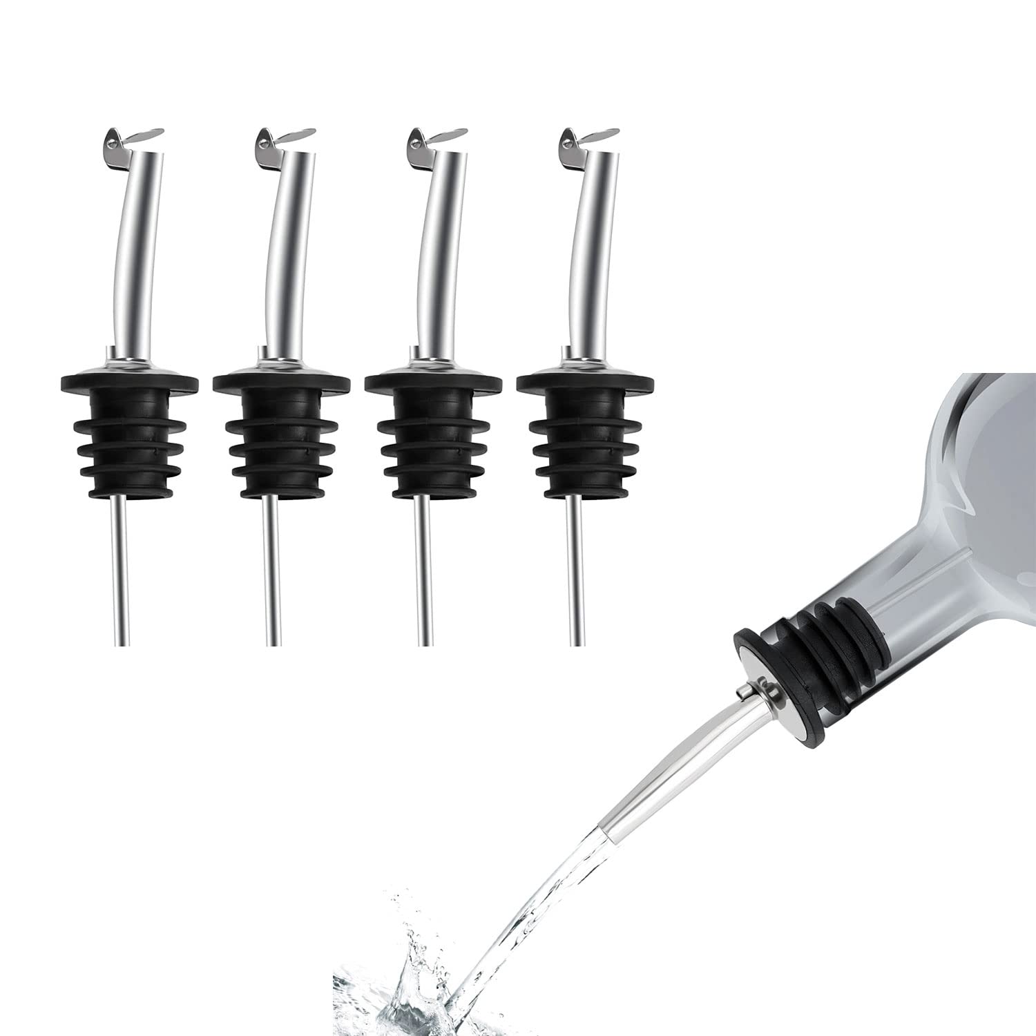 Signamio 5 Pcs Liquor Dispenser Oil Pourer and Oil Bottle Cap - Premium Oil Dispenser Nozzle Cap for Precise Pouring and Leak-Proof Seal, Ideal for Kitchen Use