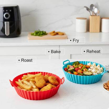 Signamio Air Fryer Silicone Tray 2 Pcs Set - Reusable Silicone Tray, Non-Stick, Heat Resistant, Easy to Clean