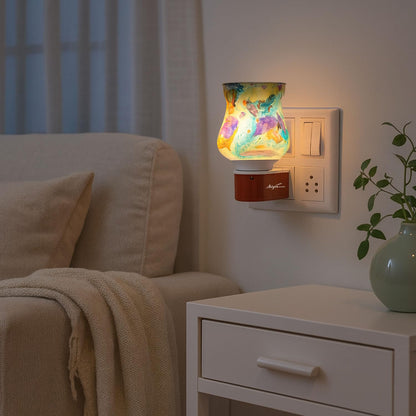 SIGNAMIO Multi Color 2 in 1 Electric Kapoor Dani Burner: Essential Home Fragrance Product & Room Freshener Diffuser with Night Lamp for Pooja Rooms, Aroma, Oil & Camphor Diffuser Capabilities-DN-24