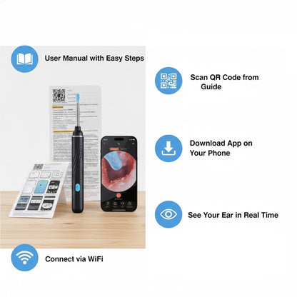 Signamio Ear Cleaner Tool with Camera - HD Ear Wax Removal Tool with WiFi Connection, LED Light Endoscope Ear Cleaning Tool Kit for Safe and Effective Cleaning
