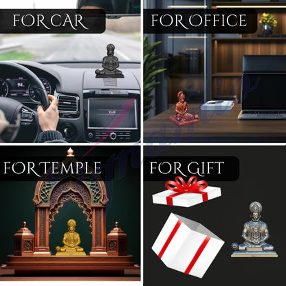 SIGNAMIO® Silver Hanuman Ji Idol Statue for Car Dashboard - Divine Bajrangbali Murti, Perfect Hindu God Gift Item and Home Puja Decoration Ideal Hanuman Murti as Car Dashboard Accessory