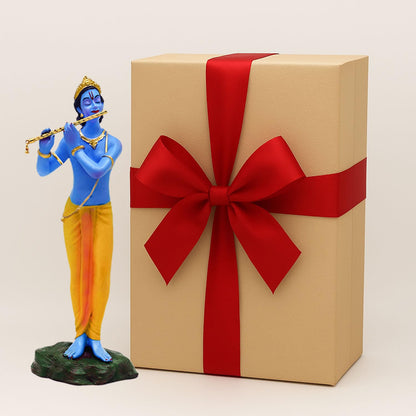 SIGNAMIO Resin Standing Krishna Statue - Elegant Krishna Idol Small for Home Decor - Exquisite Krishna Idol Figurine for Spiritual Decor and Gift, Perfectly Crafted with Fine Details, 8.5 x 6.5 Cm