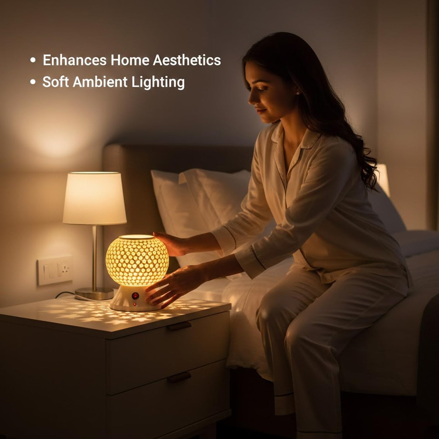 Signamio Hand Made Table Top Camphor Diffuser Burner - Kapoor Machine for Home & Office - Kapoor Dani Electrical Aroma Oil Diffuser Night Lamp - DN-3 (Aroma Oils not Included)