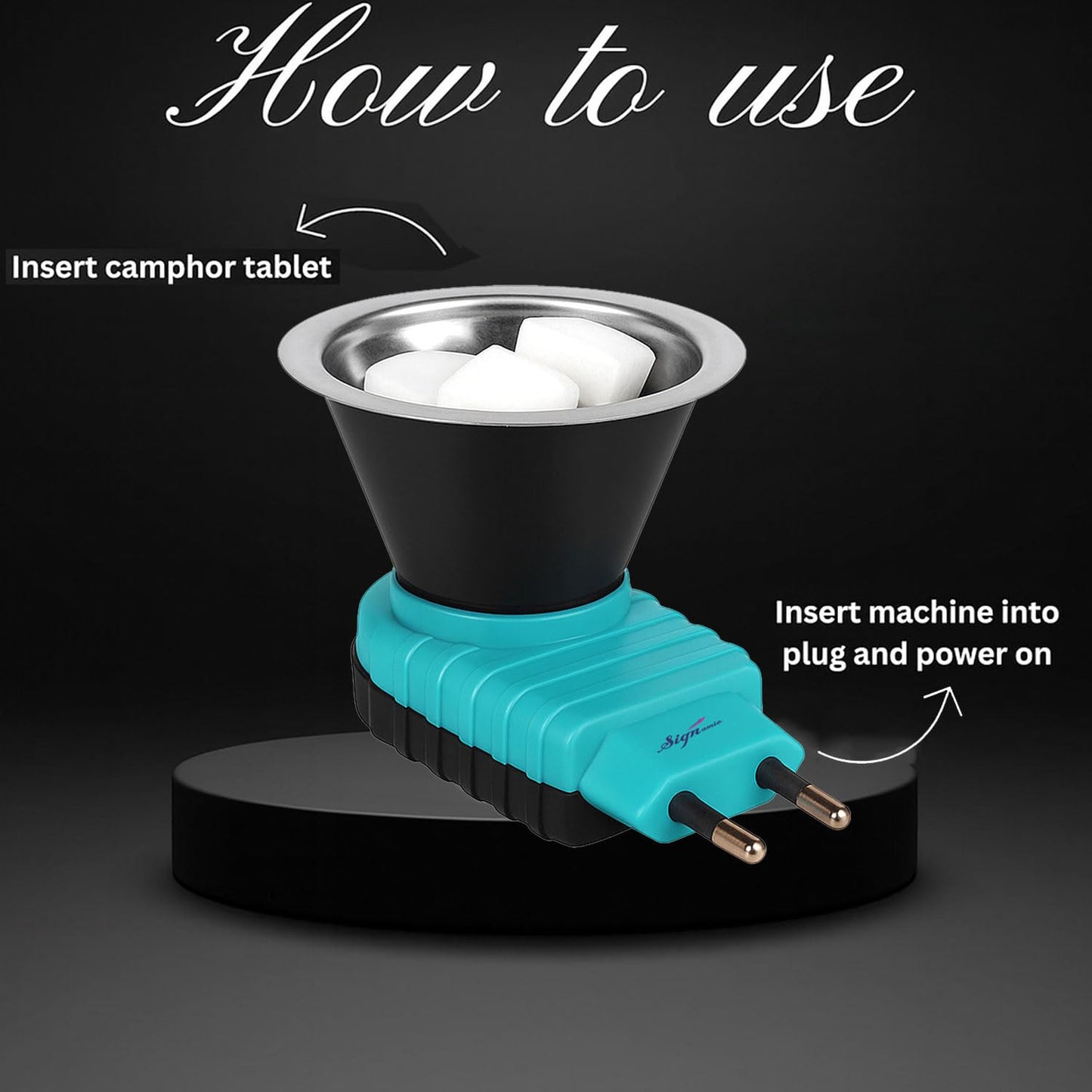 Signamio Home Fragrance Products: Camphor Diffuser Burner, Kapoor Dani Electrical Camphor, Aroma Burner & Bakhoor Burner for Home-Blue