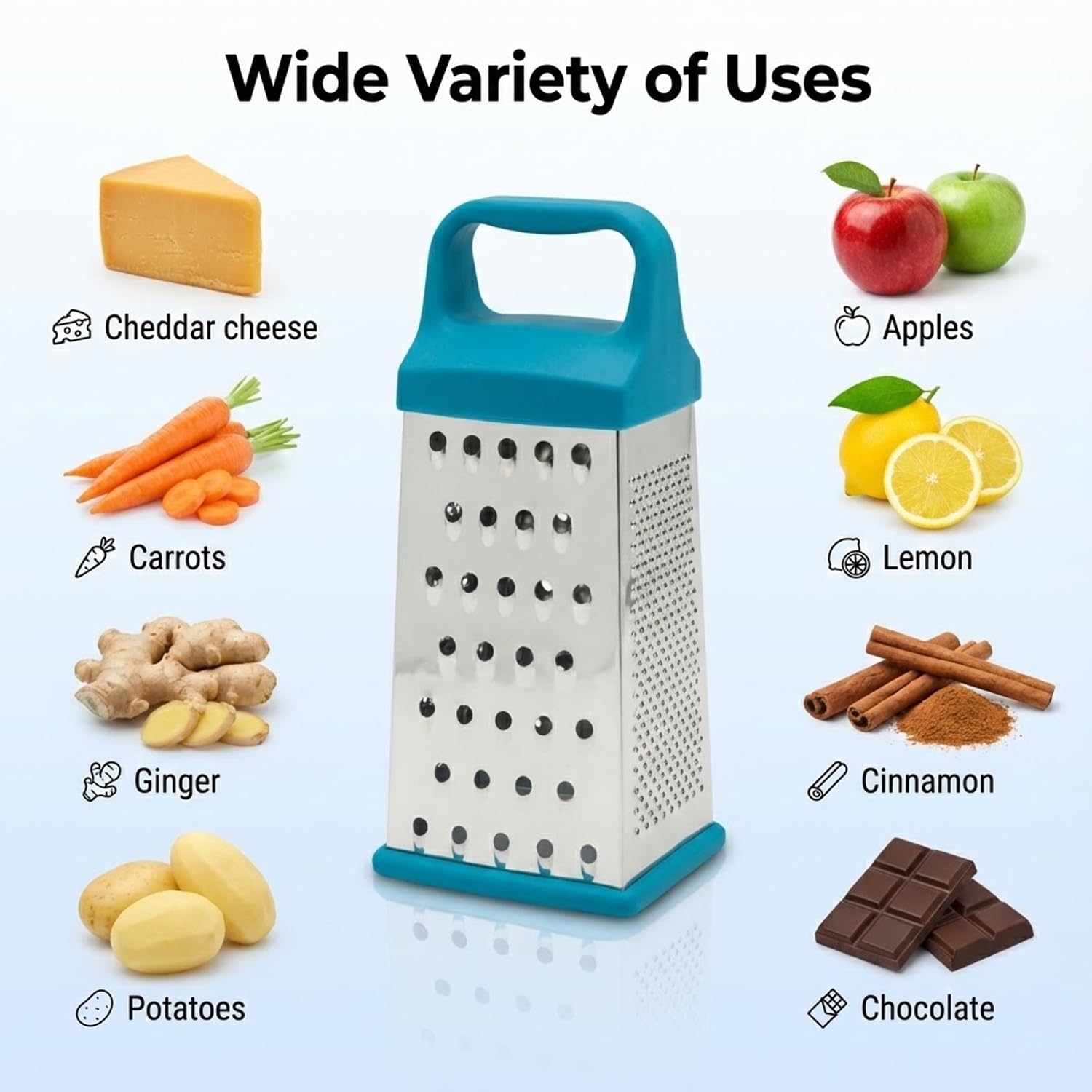 Signamio 5 in 1 Grater Stainless Steel Box, Vegetable Slicer for Kitchen - Multi-Function Carrot Grater Machine, Premium Design for Effortless and Efficient Food Preparation - Multicolor