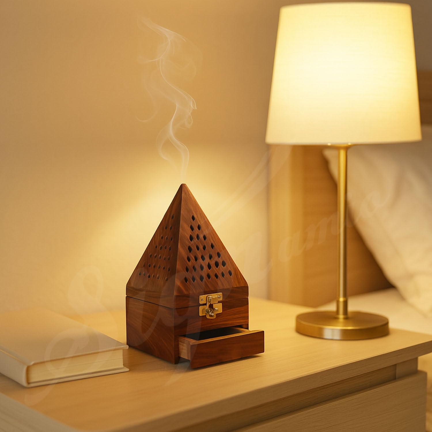 SIGNAMIO® Wooden Sambrani Dhoop Stand Incense Holder: Dhoop Dani Items for Home Mandir, Perfect Pooja Room Decoration and Pooja Thali Set Rituals -Pack of 1