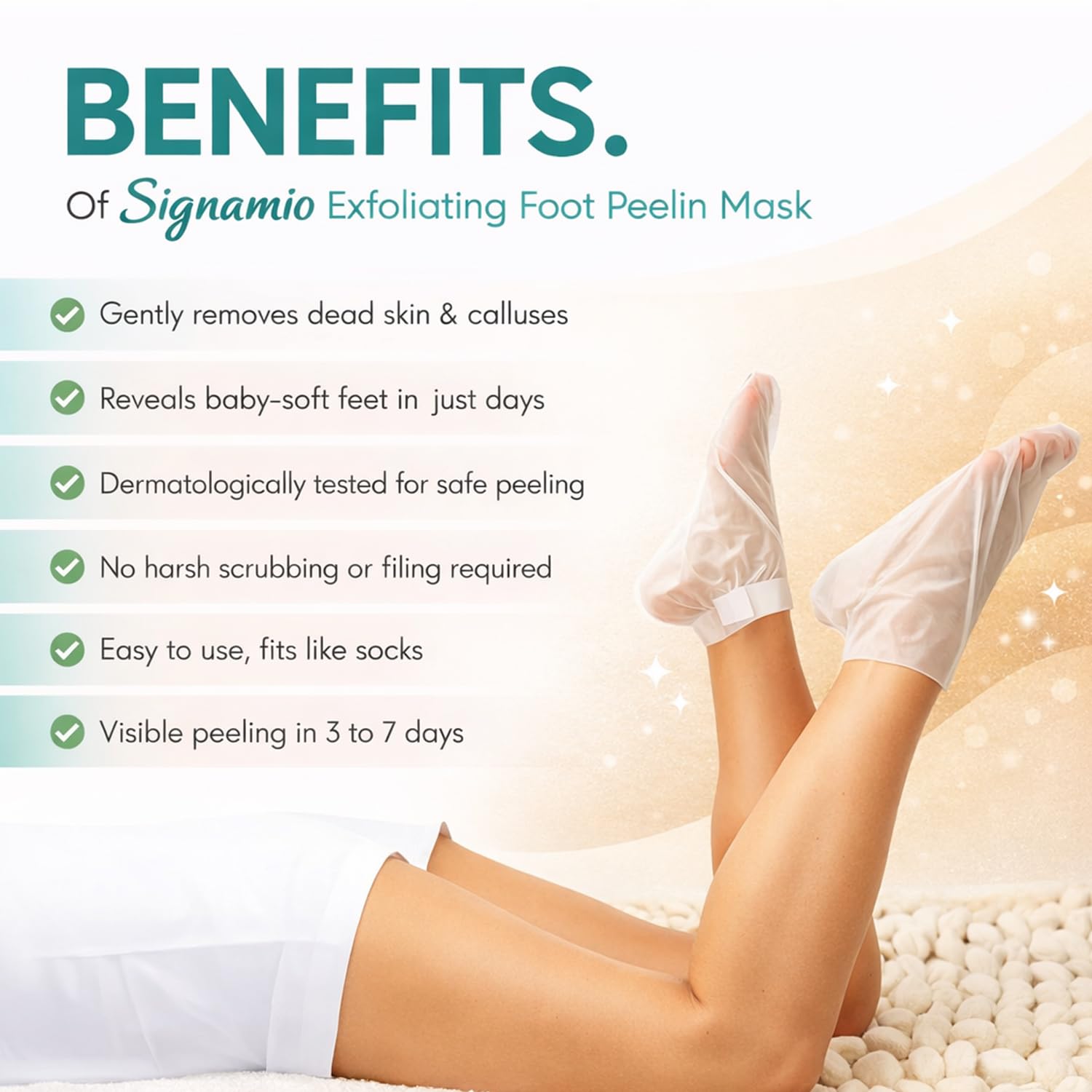 Signamio Foot Mask Peeling Feet Mask for Cracked Feet - Foot Peeling Mask Exfoliator - Callus Remover Foot Mask for Smooth, Soft Feet - Hydrating Foot Care Treatment - Lavender