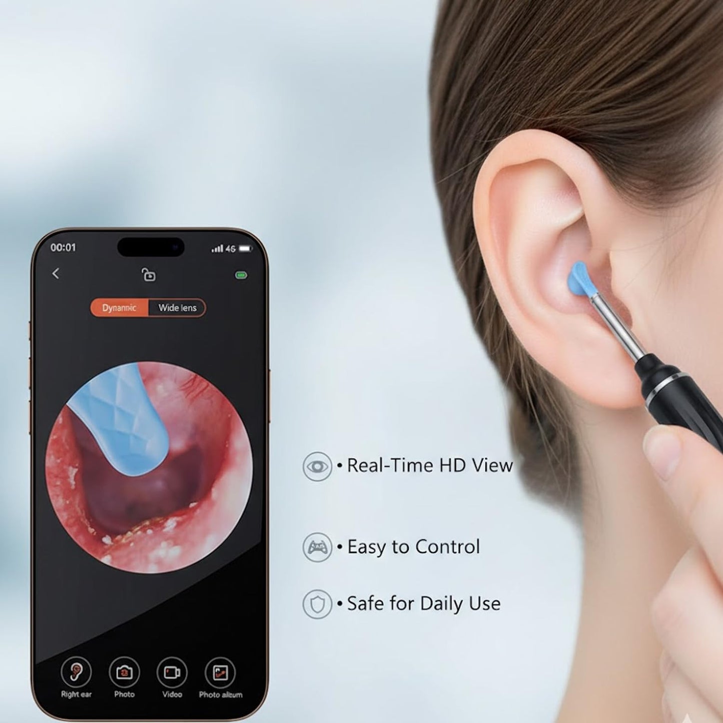Signamio Ear Cleaner Tool with Camera - HD Ear Wax Removal Tool with WiFi Connection, LED Light Endoscope Ear Cleaning Tool Kit for Safe and Effective Cleaning