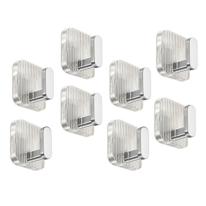 SIGNAMIO 8 Hook Self Adhesive Wall Hooks for Wall Heavy Items, Adhesive Wall Hook, Wall Hooks for Hanging Clothes, Kitchen & Bathroom Accessories, Stick On Hooks for Wall Without Drill -Silver