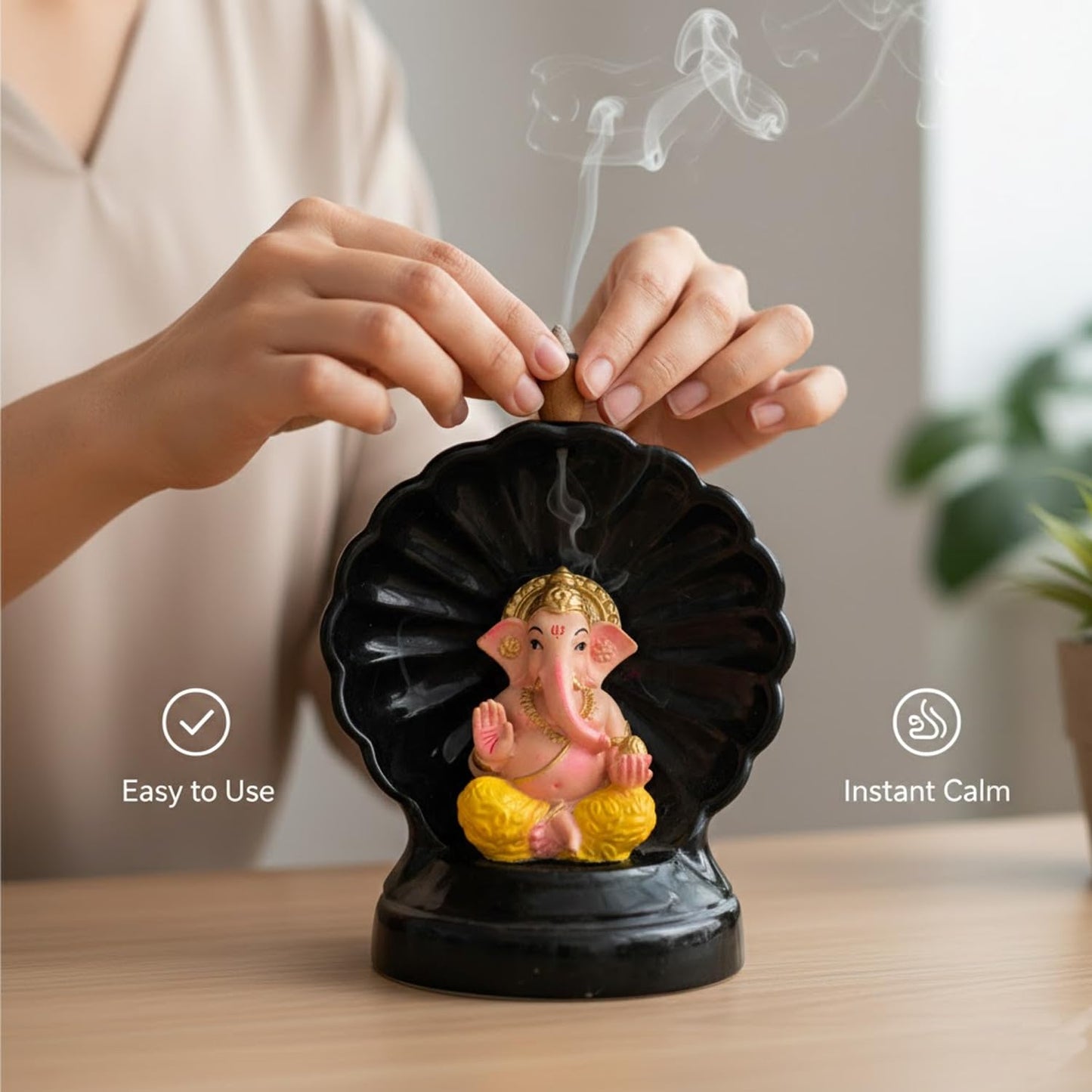 Signamio Snake Ganesha Backflow dhoop Smoke Fountain Aromatic Essence of Resin Incense Burner Holder with 30 Cones for Meditation and Home Decor